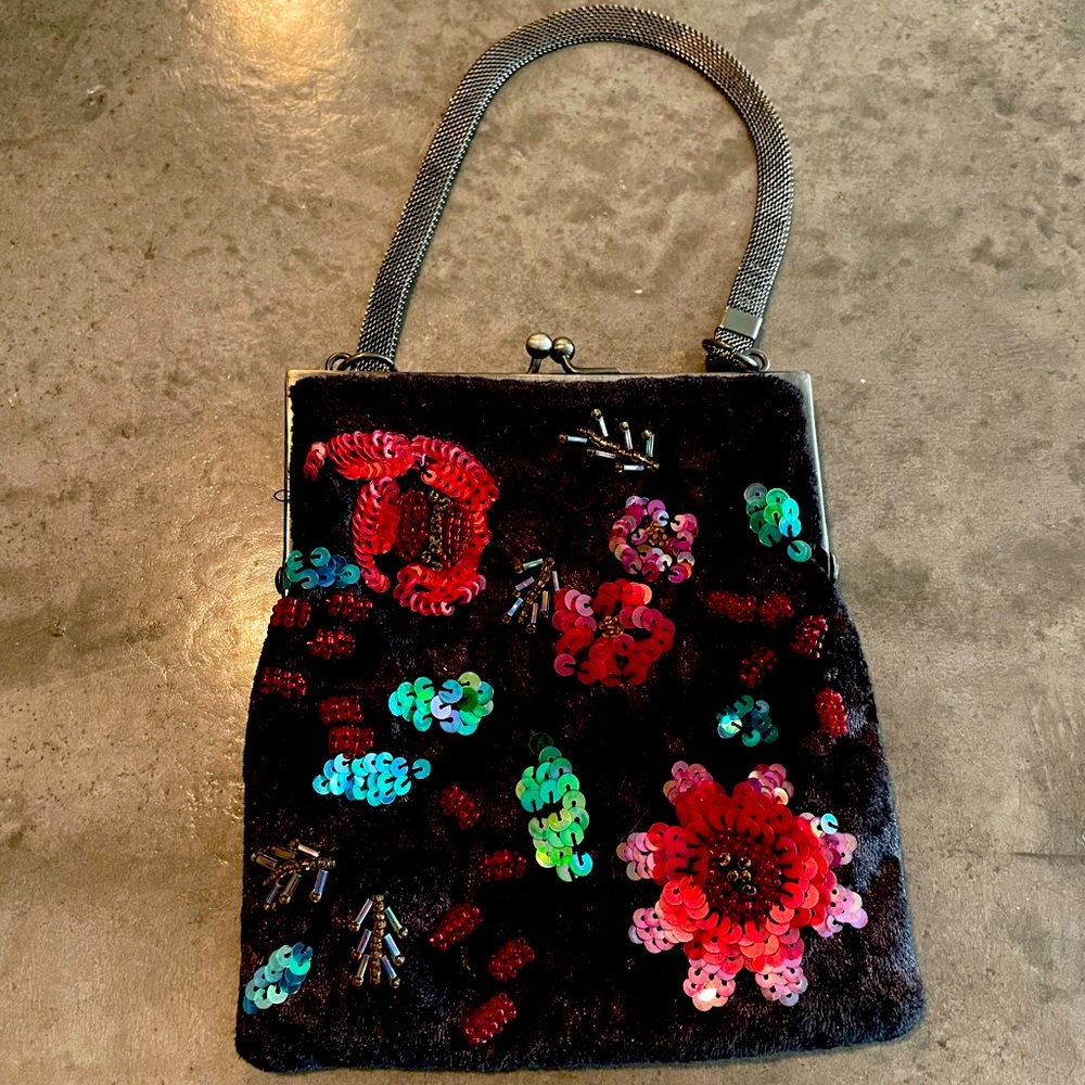 Bebe sequine flower purse